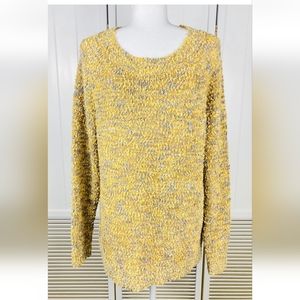 Soft Surroundings Yellow Grey Boucle Tunic Sweater Womens Medium Long Sleeves